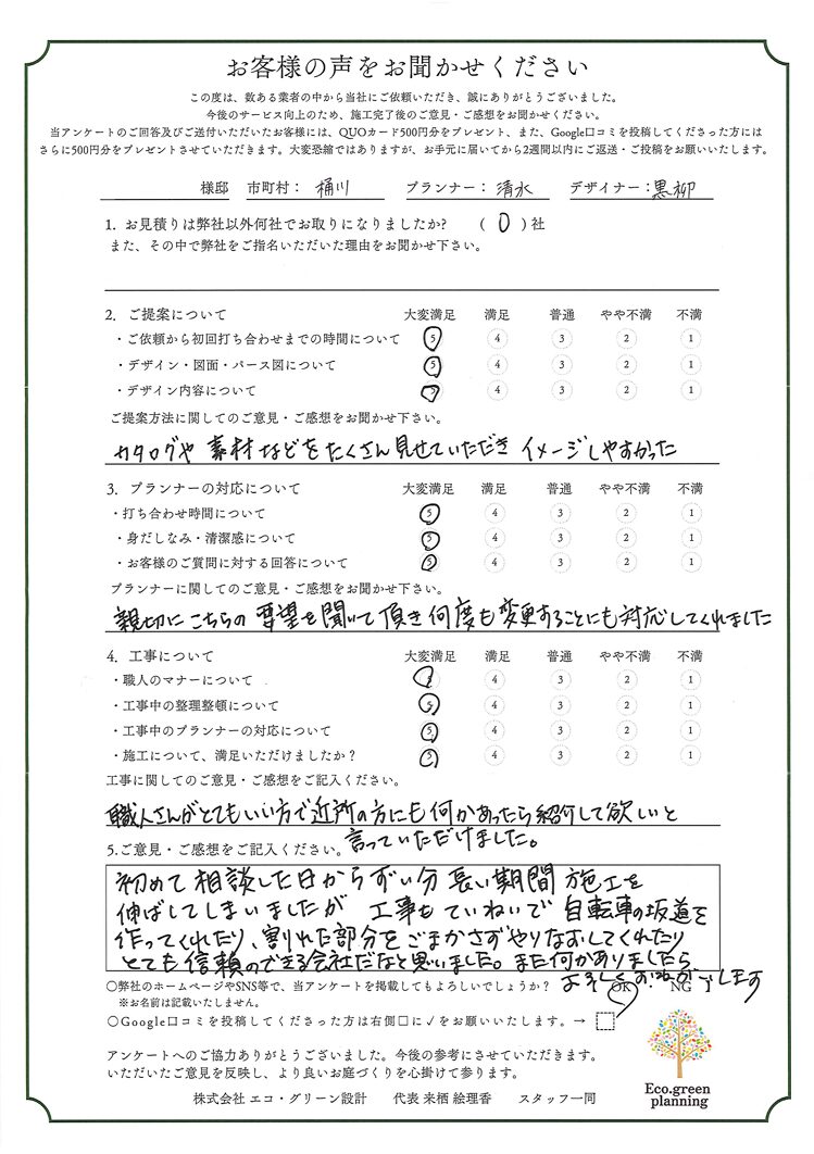 親切にこちらの要望を聞いていただき、何度も変更することにも対応してくれました。